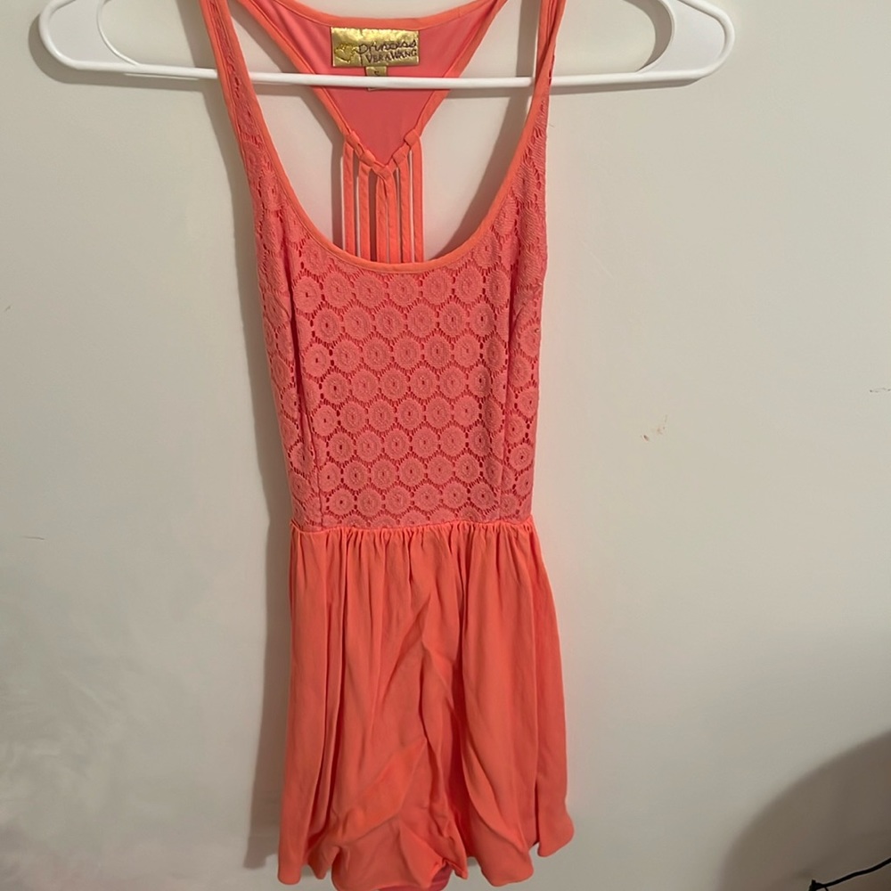 Princess, Vera Wang Coral dress. Mid-length worn once.